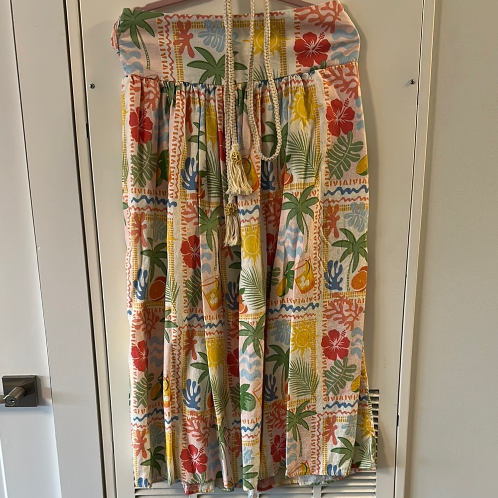 C&C California Orange Yellow Midi A-Line Skirt